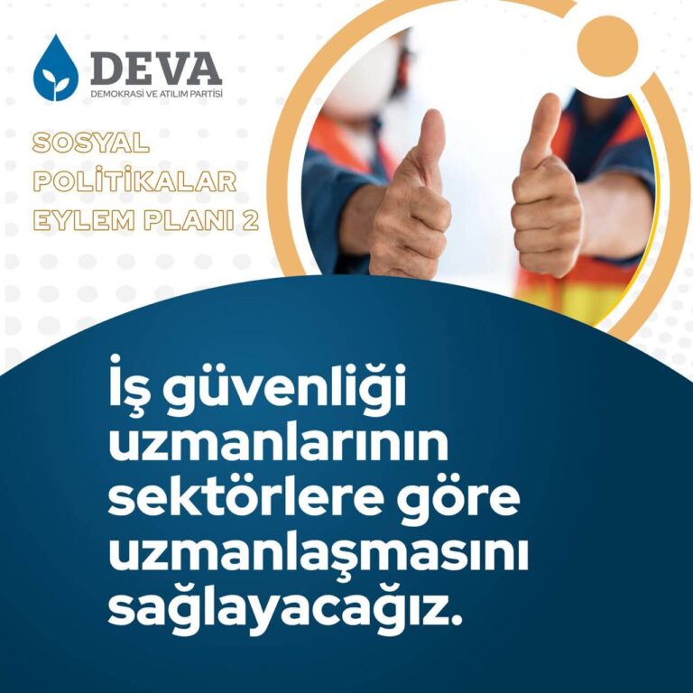 Risk ve teknik uzmanlık seviyelerine göre iş güvenliği uzmanlıklarının kategorize edilmesini sağlayarak sektörel denetimleri uygulamaya geçireceğiz.