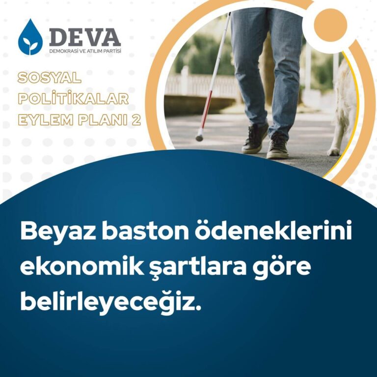2017 yılında 22 TL olarak belirlenen ve günümüze kadar güncellenmeyen beyaz baston ödeneğini vatandaşlarımızın ihtiyacını karşılayabilmesi için daha yüksek tutara çıkartacağız.