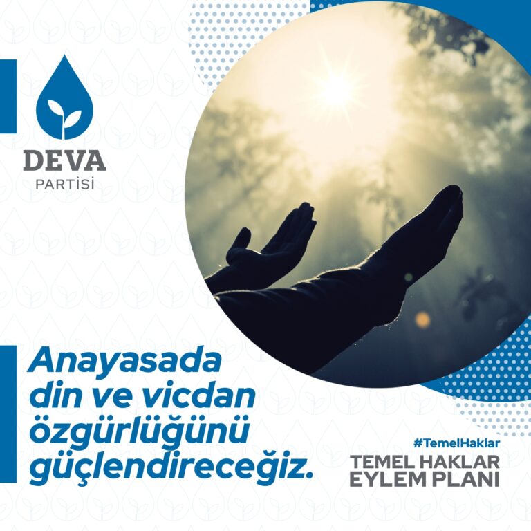 Anayasada din ve vicdan hürriyetinin inanma, inanmama ve inancını değiştirme ile tek başına veya topluca, kamuya açık veya kapalı ibadet, öğretim, uygulama, dini ayin ve tören yapmayı da içerdiğini düzenleyeceğiz.